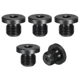sourcing map 5Pcs G1/4, Outer Hex Head Thread Pipe Plug Fitting, Male Pipe Plug Carbon Steel Pipe Fitting with Sealing Ring for Terminate Oil Drain Plug Fitting Pipe Ends, Black