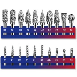 ARESMRO Carbide Burr Set 1/8" Inch Shank（3mm）Diameter，20PC Tungsten Double Cut Rotary Die Grinder Bits- Cutting Burrs for Aluminum Metal Wood Carving, Engraving,Polishing,Drilling