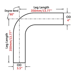 FGJQEFG 4 Inch 90 Degree DIY Custom Mandrel Exhaust Pipe Tube Pipe, T304 Stainless Steel, Universal Fit, 27.5 Inch End to End Length, 4'' OD Mandrel Bend Pipe