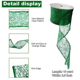 Hying St. Patrick's Day Ribbons for Crafting, 2.5"×10 Yards Wired Edge Ribbons Glitter Lucky Green Ribbon Irish Holiday Craft Ribbons for Wreath Bows Saint Patrick's Day Decorations Supplies