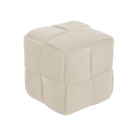 Cmishe Ottoman Foot Rest Soft and Comfortable Ottoman Square Corduroy Woven Design Sofa Stool (White)