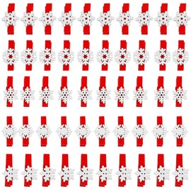 Pack of 50 Christmas Wooden Clothespins, JOFONY 3.5 cm Mini Wooden Pegs, Wooden Clothes Pegs for Photo Wall, Packaging, Guest Gift, Wedding Decorations