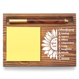 Educational Assistant Gifts Sticky Note Holder, Thank You Appreciation Gifts for Educational Assistants, Office Desk Organizer, Teacher’s Appreciation Week Employee Recognition Desk Accessory TZP122