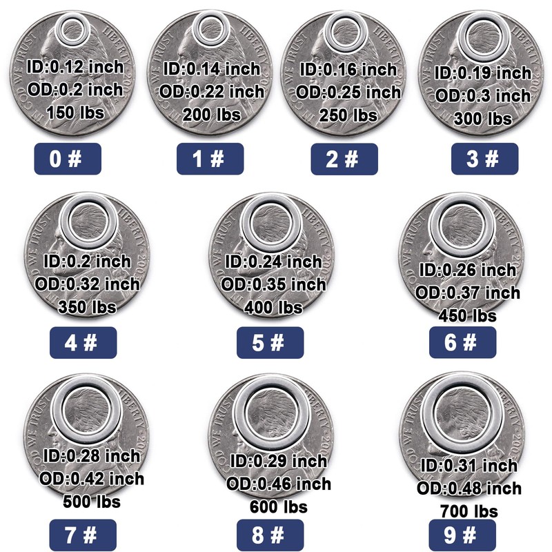 FishTrip Solid Rings Fishing 50Pcs - Stainless Steel Ring for