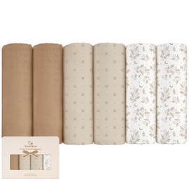 Yoofoss Muslin Cloths for Baby Muslin Squares 6 Pack Large 70 x 70cm Soft and Absorbent Cotton Burp Cloths for Newborn Girls Boys-Coffee