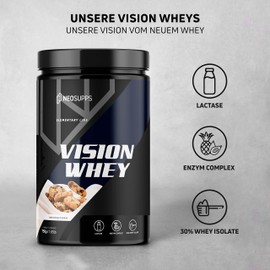 Neosupps Vision Whey Protein Pulver Geschmack: Cookie Dough I Hochwertiges Eiweiss mit zusätzlicher Laktase, sowie Verdauungsenzymen Bromelain & Papain für eine optimale Aufnahme