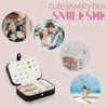 Smileshe Jewelry Box, PU Leather Small Portable Travel Case, 2