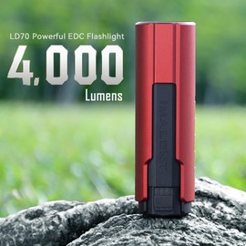 IMALENT LD70 High Performance Mini Torch 4000 lumens, Pocket LED Torch with OLED Display, Brightest Small EDC Flashlight with 6 Bightness Levels for Dog Walking and Fishing (Red)