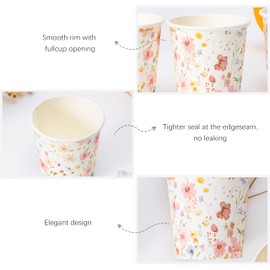 Crisky 5oz Paper Cups Dixie Cup[100 Pack], Disposable Bathroom Cups, Elegant Design Floral Small Mouthwash Cup, Hot/Cold Beverage Coffee, Dessert for Birthday Parties, Home-use, Picnics, Ceremonies