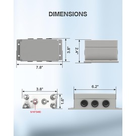 jamgoer 500A 12V Bus Bar Heavy Duty Power Distribution Block with 6 x 5/16"(M8) Terminal Studs Waterproof Marine Bus Bar for Car Boat RV Solar System