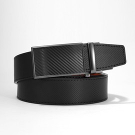 GOTOANT Mens Belt Leather Ratchet Belt, Dress Pants Jeans Click Belts for Men Casual Work Trim to Fit Black 115