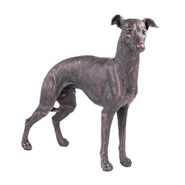 Large Greyhound Dog Painted Bronze Resin Sculpture - Pet Gifts Stand Out Home Decor H21cm