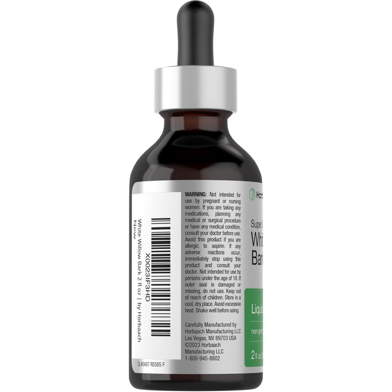 Horbäach White Willow Bark Extract Tincture | 2 Fl oz