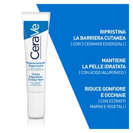 CeraVe Repair Eye Cream for Bags and Eyes with Hyaluronic Acid and Niacinamide 15ml + Travel Size Cleansing Foam 20ml