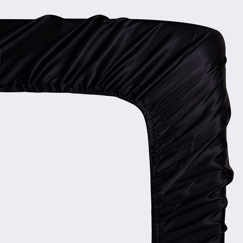 Boqingzhu Satin Fitted Sheet 180 x 200 cm Black Plain