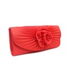 Women's Satin Pleated Envelope Style Clutch Evening Bag With 3D