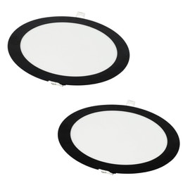JANDEI - Pack of 2 LED Downlights 18 W Round Recessed Light 1440 Lumen Indoor IP20 Black Painted Frame Diameter 200 - Diameter 205 mm Extra Flat 13 mm Includes Transformer (Neutral White 4200 K)