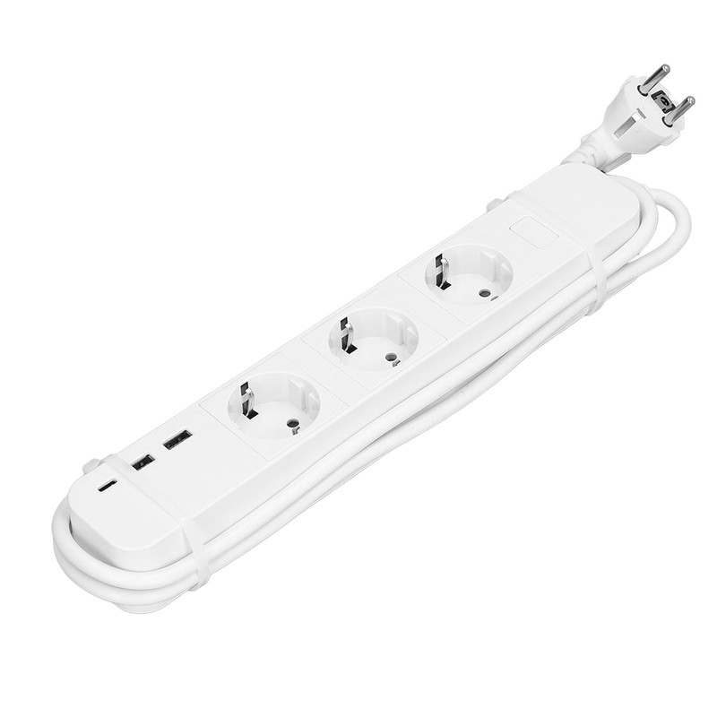 Smart Power Strip 3 Outlets 2 USB Ports 1 Type