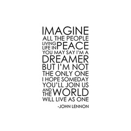 Imagine All The People Wall Sticker Inspirational Lennon Quote Hippie Singer Peace Motivational Saying Vinyl Decal Musician Art Pop Rock Music Home Living Room Bedroom Office Musical Decor hq167