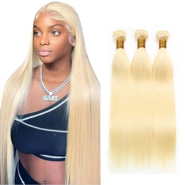 Honey Blonde Straight Bundles 613 Human Hair Straight Weave Bundles 18 20 22 Inch 8A Grade Brazilian Hair 3 Bundles Blonde Human Hair Bundles Silky Soft for Women