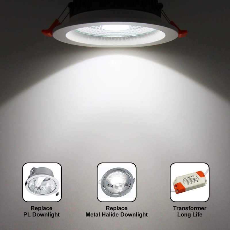 COB 12W Recessed Commercial LED Downlight Daylight 6000k AC100-240v PL