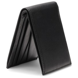 Bosca Men’s Wallet, Nappa Vitello Leather Small Bifold Wallet, Black