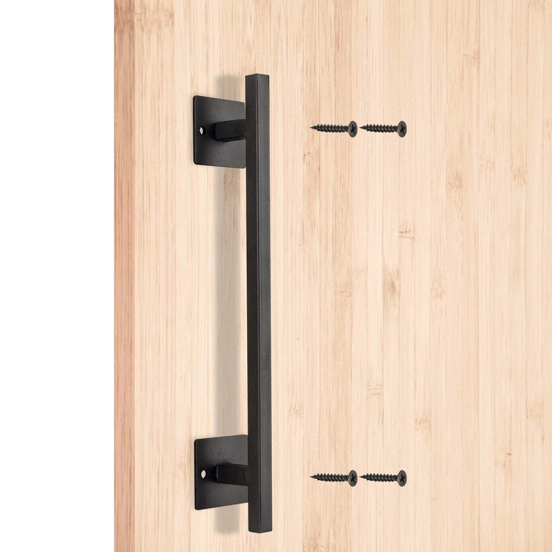Homode 12 Inch Sliding Barn Door Handle, Matte Black Iron