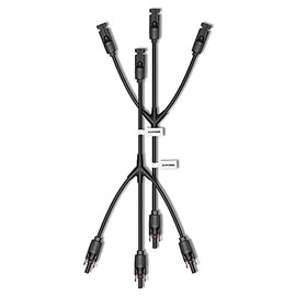 ACOPOWER 1 Pair Solar Panel Connectors, Y Branch Parallel Adapter,1 to 3 Cable Wire Plug for Solar Panels (1 Pair M/FFF + F/MMM), Black