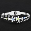 TIZURO Stainless Steel 18K Gold Silver Plated Crystal Colorful Flower