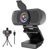 GoHZQ Webcam 1080p, Wide Angle Web Camera with Microphone, USB