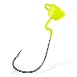 Dr.Fish 10 Pack EWG Ned Rig Jig Heads, Freshwater Bass Fishing Jigs Extra Wide Gap Hooks Weedless Soft Baits Worm Craws Chartreuse,1/8oz