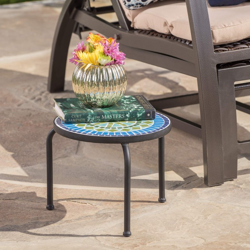 Christopher Knight Home Iris Outdoor Ceramic Tile Side Table with