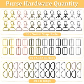 Paxcoo Keychain Bulk with Key Chain Swivel Hook D Rings and Slide Buckles for Handbag Purse Hardware Craft (3/4 Inch)
