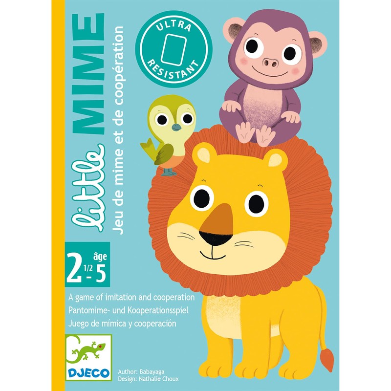 DJECO 35063 Little Mime Animals Card Games, Blue