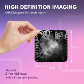 Destination Vinyl ltd Great Coasters (Set of 4) Square - BW - Maths Science Fiction Drink Glossy Coasters/Tabletop Protection for Any Table Type #38521