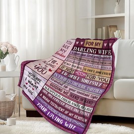 HyggeHub Gift for Wife, to My Wife Blanket from Husband, Best Anniversary, Birthday, Christmas, Valentine's, Mother's Day Romantic Gift for Her, 50"x60"