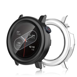 Haofun Pack of 2 Case for Nothing CMF Watch Pro 2 Protective Case with Screen Protector, Hard PC Protective Case, Dial Only for Curved Bezels - Transparent + Black