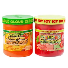 SLIMYGLOOP Fruity Bundle: 2-Pack Scented Slimes - Fluffy Orange Cloud & ICY Watermelon for Kids 8-12, Party Favors, Kit for Girls, Toys for Boys
