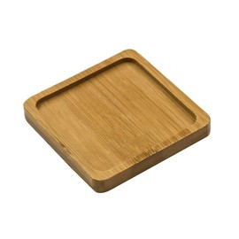 Yohii 5Pcs Bamboo Plates, 3 Inch Square Bamboo Tray Bamboo Plant Saucer for Indoor & Outdoor Plants