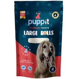 PUPP IT Rollos Grandes de Carnaza Premium, Snack Natural para Perros, 6 Pulgadas, 4 Piezas