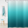 Hnmdmyi Aqua Ocean Abstract Teal Blue Ombre Modern Bath Curtain