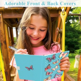 DWIYITTN Butterflies Journal for Girls - Birthday Gift for Teens & Kids, Notebook w/Pen & Magnetic Closure, 192 Pages Lined Hardcover Diary, 5.3"x7.5"