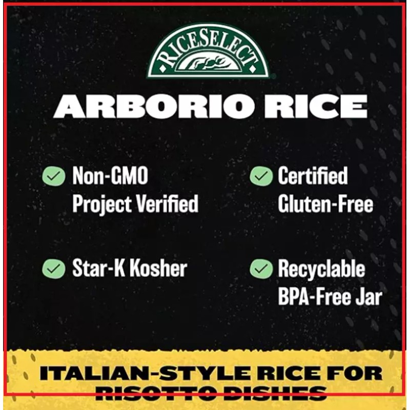 RiceSelect Arborio Rice for Italian Risotto, Gluten Free Rice, Non-GMO,