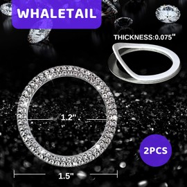 WHALETAIL 2PCS Bling Crystal Rhinestone Car Engine Start Ring Stickers, Key Ignition & Knob Ring Decoration, Push Start Button Bling Ignition Ring Stickers for Women