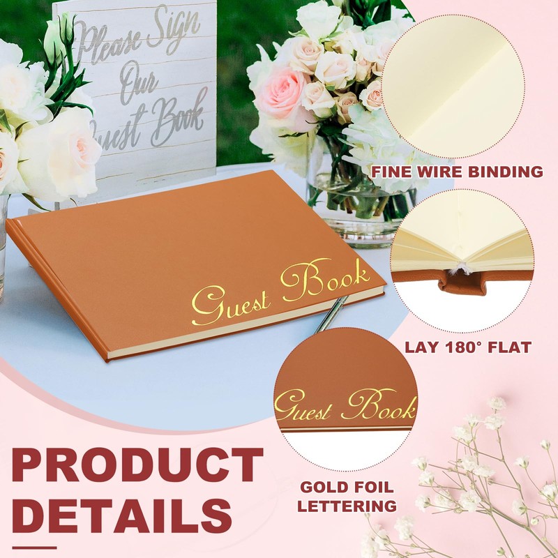 PATIKIL Elegant Guest Book 9"x7" PU Leather Wedding Guest Book