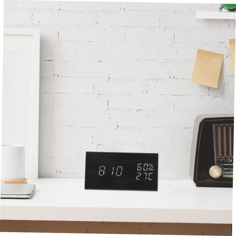 Ipetboom Silent LED Alarm Clock Wooden Digital Desk Clock with
