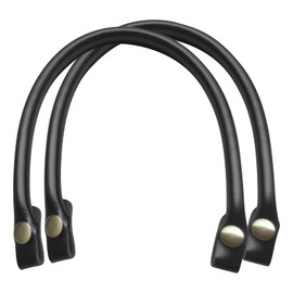 LdawyDE Bag Handles Leather Black, 2 Press Stud Leather Bag Straps Durable Thick PU Leather Replacement Handle for DIY Handbag Strap (40 cm, Black)