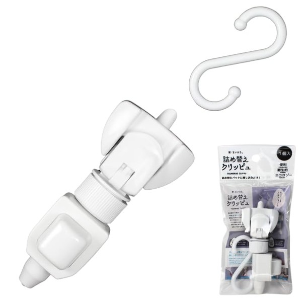 Refill Clip, Set of 1, White, Shampoo, Conditioner, Body Soap,