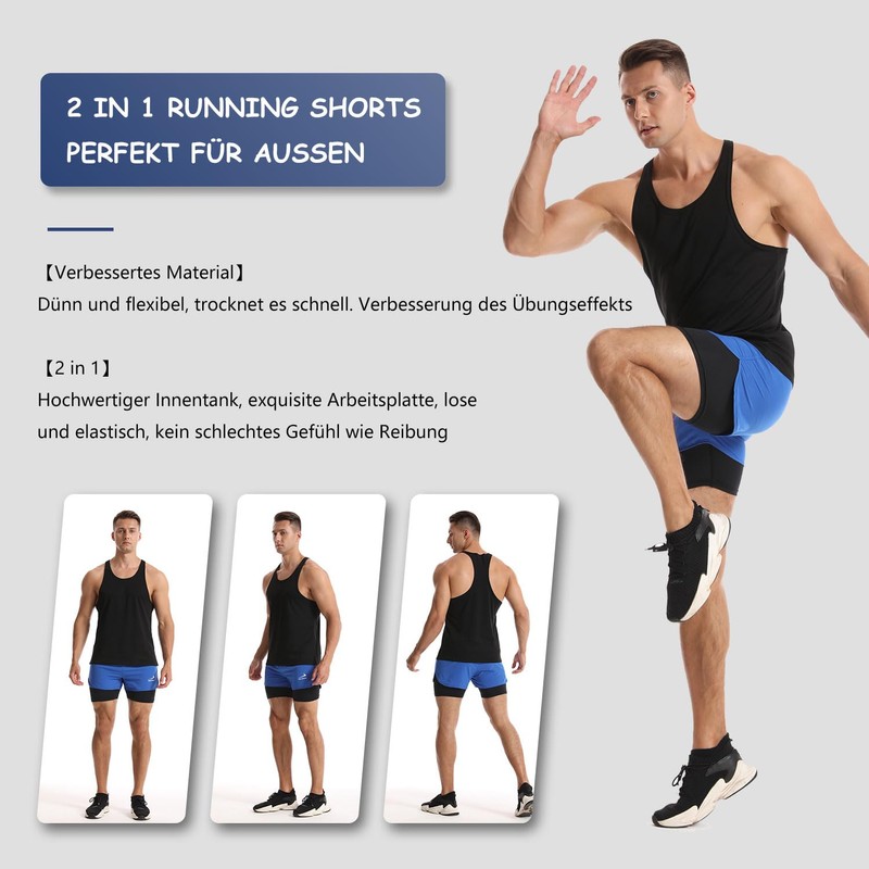 Viisendy Pro Men's 2-in-1 Compression Lining Beach Shorts and Swim