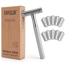 Maquinilla de afeitar de seguridad para hombres y mujeres - Maquinilla de afeitar de doble filo y una sola hoja con 10 hojas, maquinilla de afeitar reutilizable de una sola hoja para un afeit
